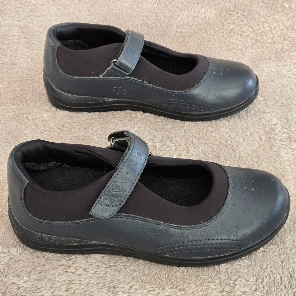 Drew Rose P221 Mary Jane Shoes Black Leather Orthopedic Comfort‎ 7.5W Wide